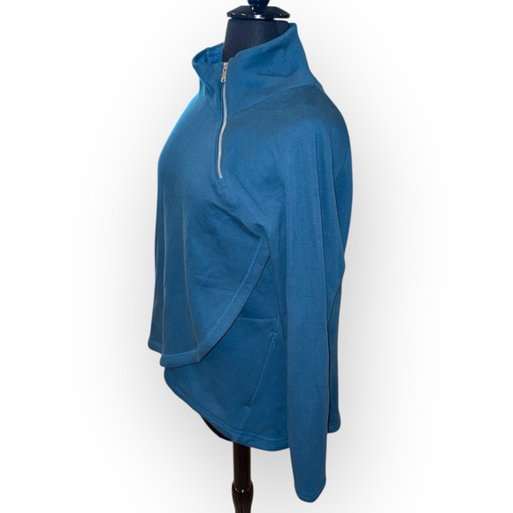 ATHLETA Cozy Karma Asymmetrical Zip Pullover Plus 1X Dark Sardinia Blue - Picture 3 of 13